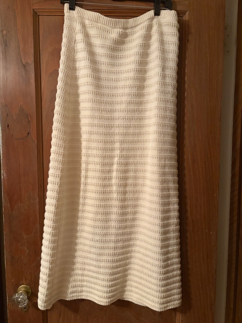 Cream Textured Knit Maxi Skirt